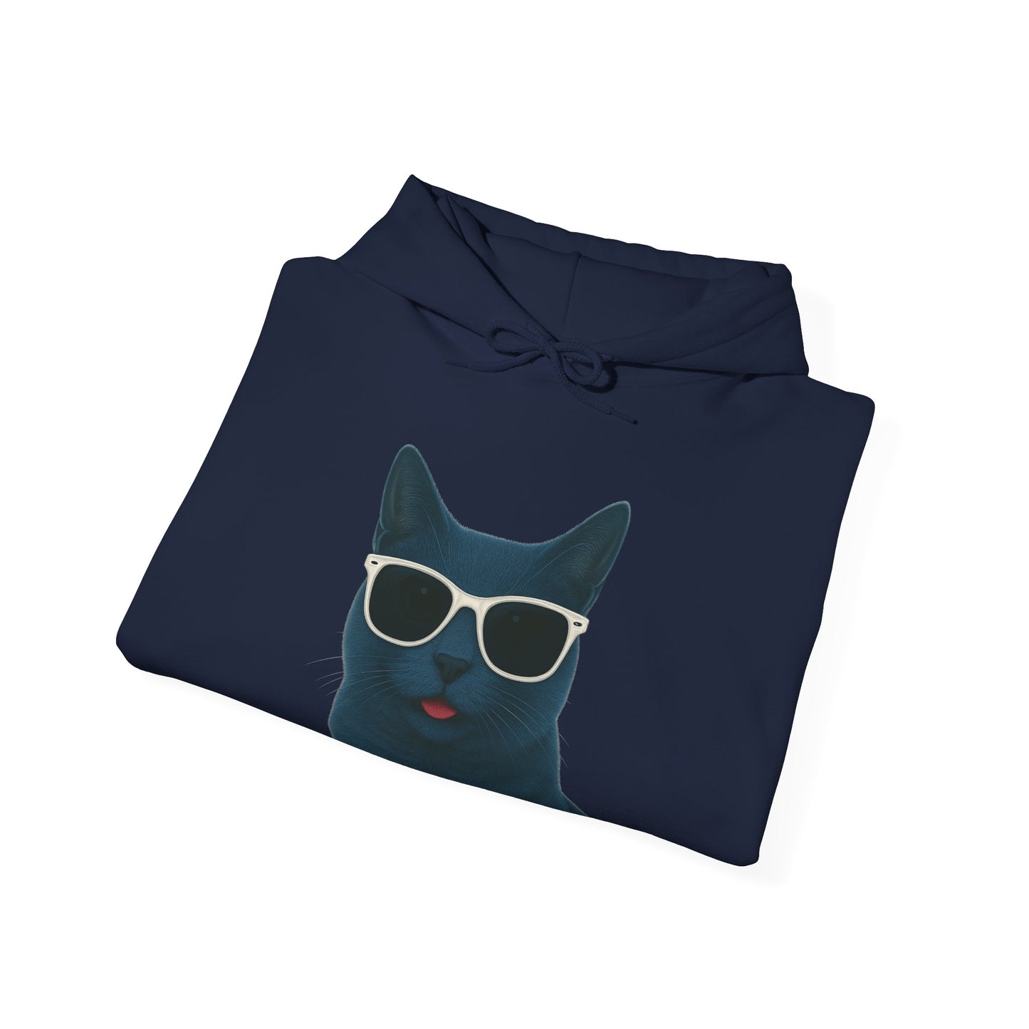 Russian Blue Cat Wearing Sunglasses - Adult Hoodie
