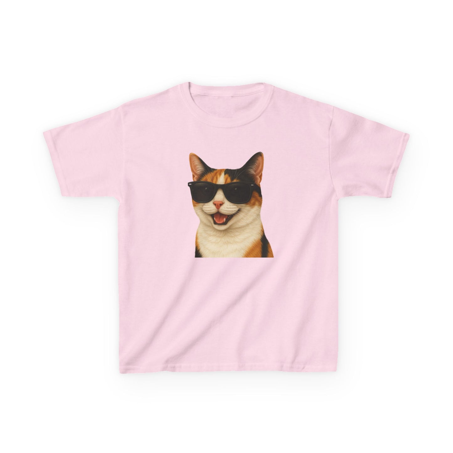 Calico Shorthair Cat Wearing Sunglasses Kids Tee