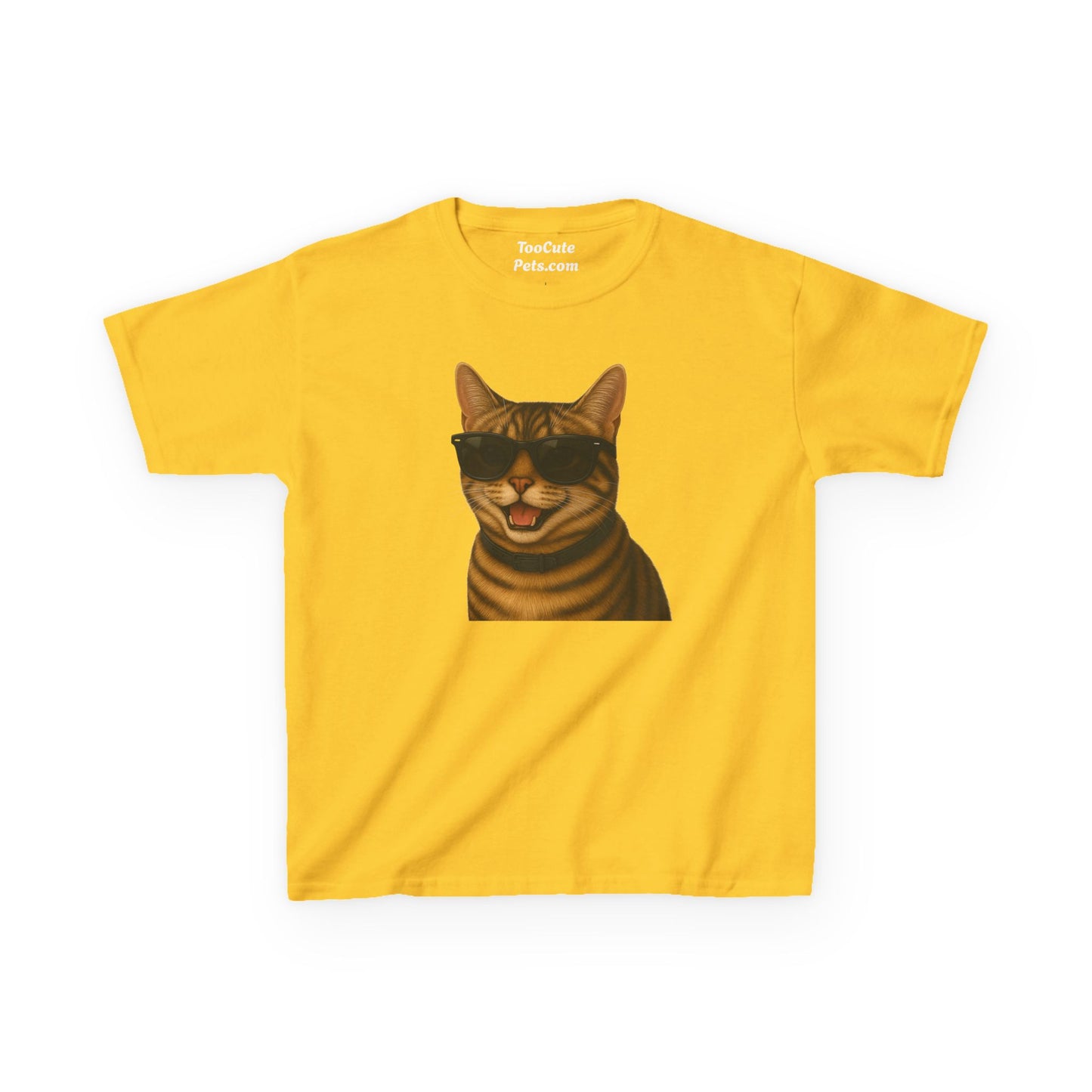 Domestic Shorthaired Tabby Cat Wearing Sunglasses Kids Tee
