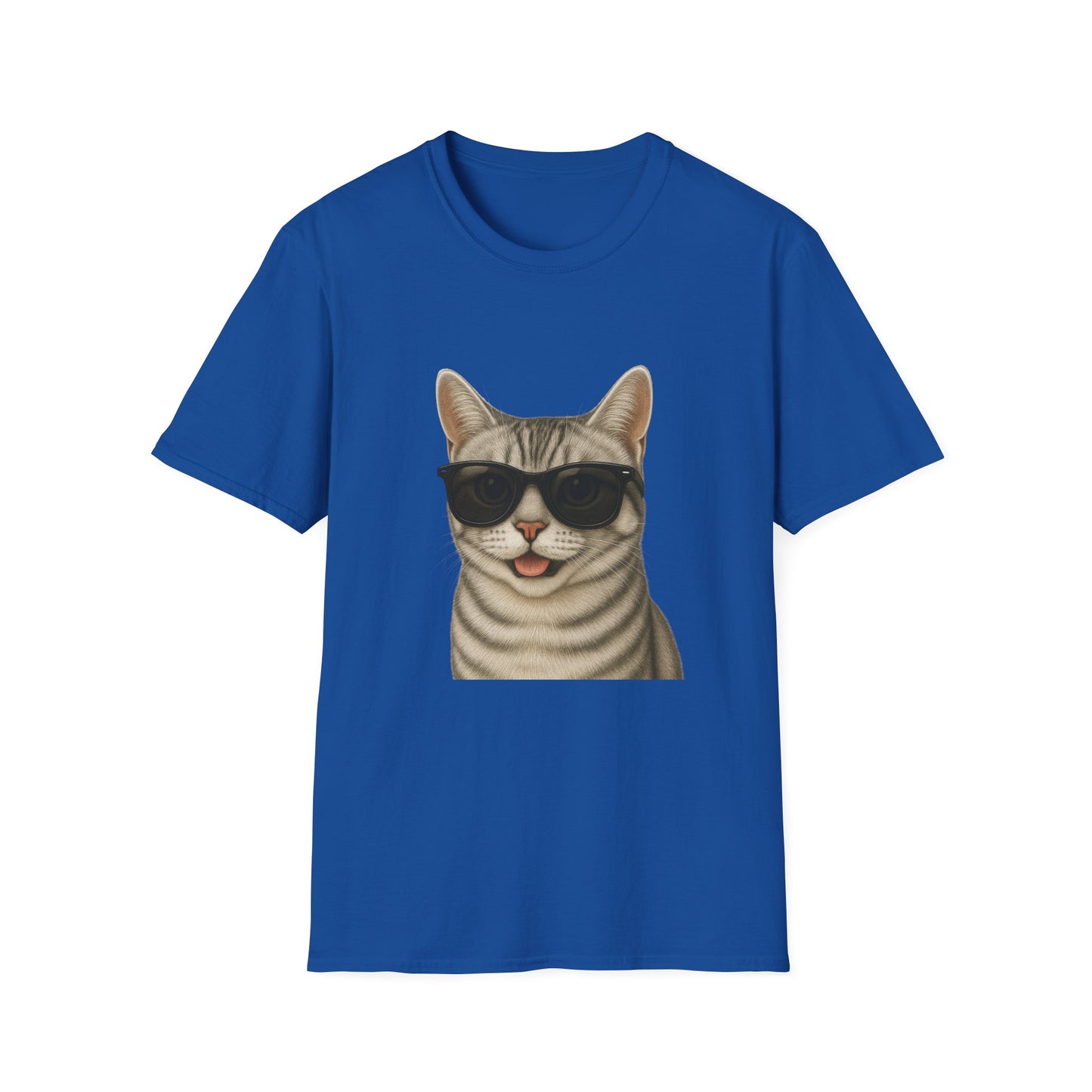 American Shorthair Silver Tabby Wearing Sunglasses - Adult T-Shirt