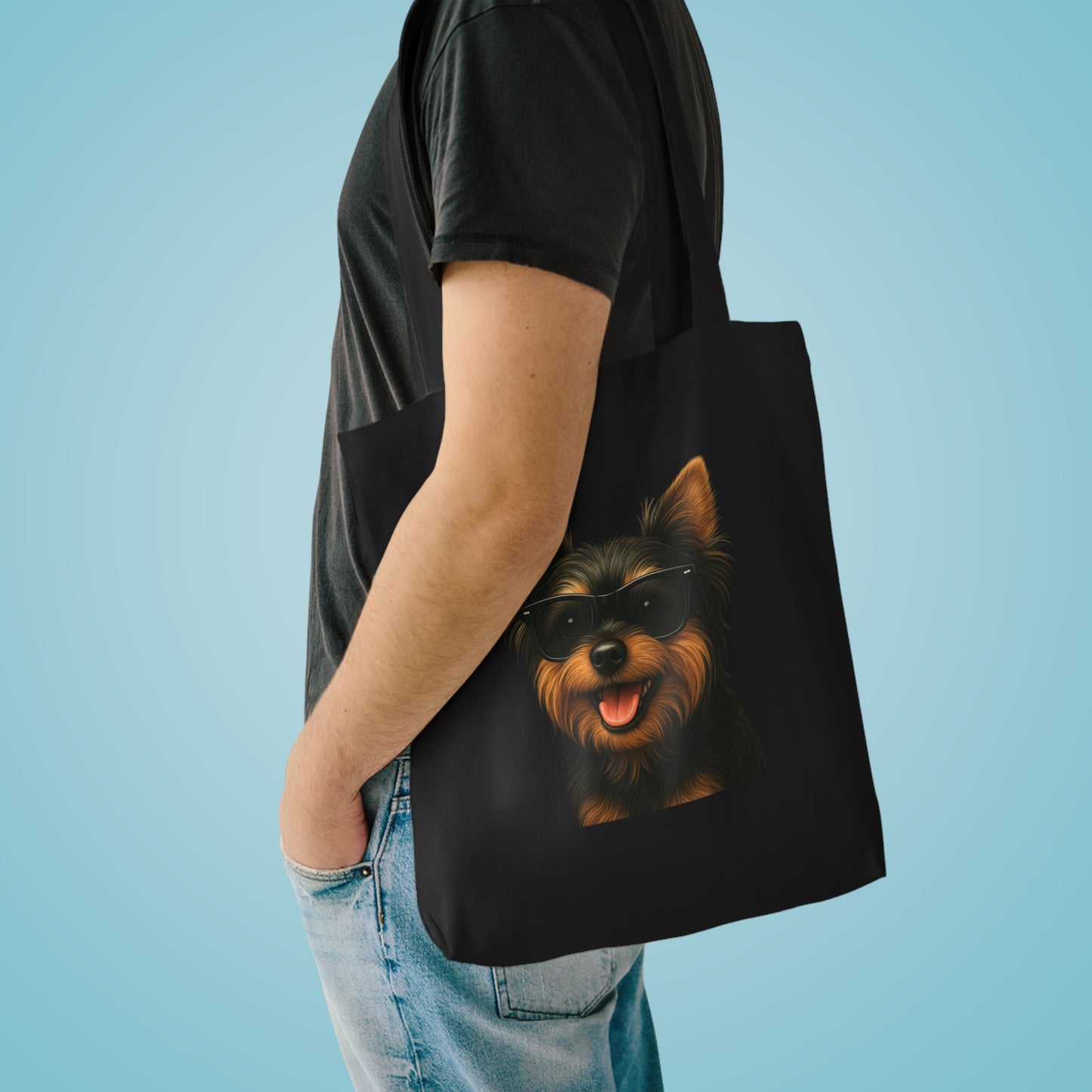 Yorkshire Terrier Wearing Sunglasses Cotton Tote Bag