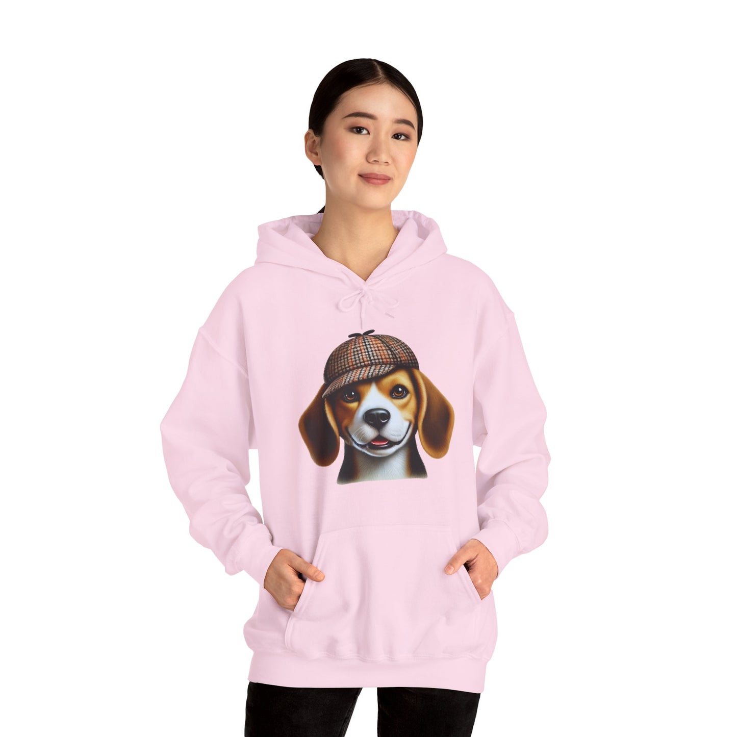 Smiling Beagle Wearing Deerstalker Hat - Adult Hoodie - Too Cute Pets