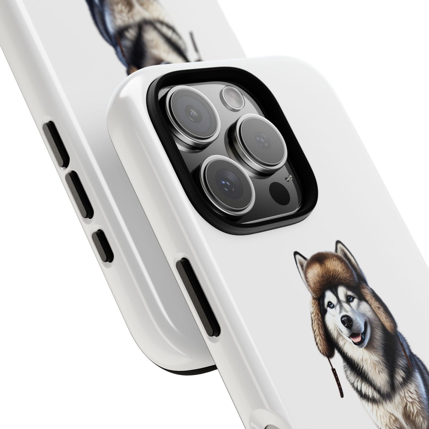 Husky Wearing a Fur Hunter Hat - Tough Phone Case