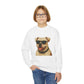 American Bulldog Portrait Youth Crewneck Sweatshirt with Sunglasses Design