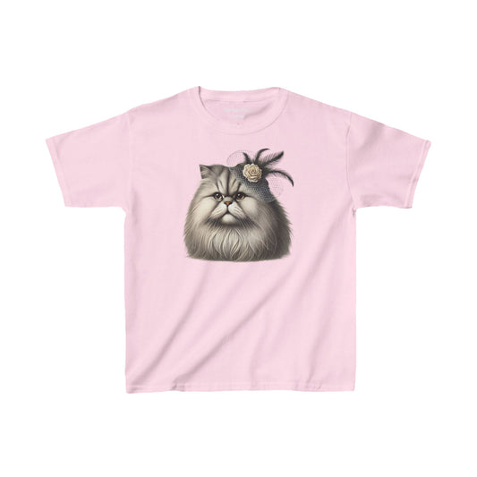 Persian Cat Wearing Fascinator Hat Youth T-Shirt - Too Cute Pets