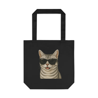 American Shorthair Silver Tabby Wearing Sunglasses Cotton Tote Bag