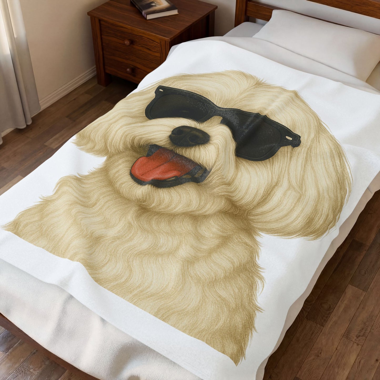 Maltese Wearing Sunglasses - Sherpa Blanket