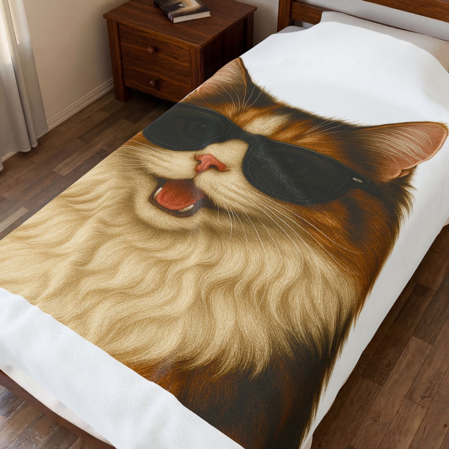 Calico Cat Wearing Sunglasses - Sherpa Blanket