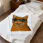 Orange Tabby Cat Wearing Sunglasses - Sherpa Blanket