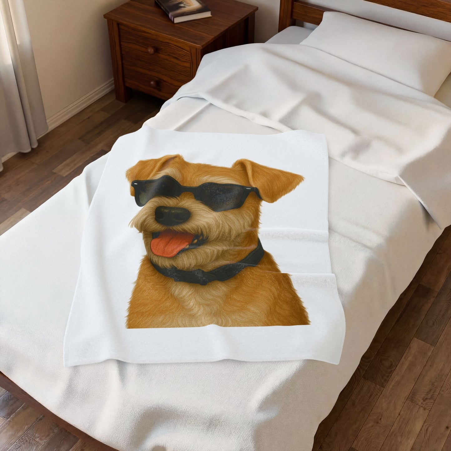 Miniature Schnauzer Wearing Sunglasses - Sherpa Blanket