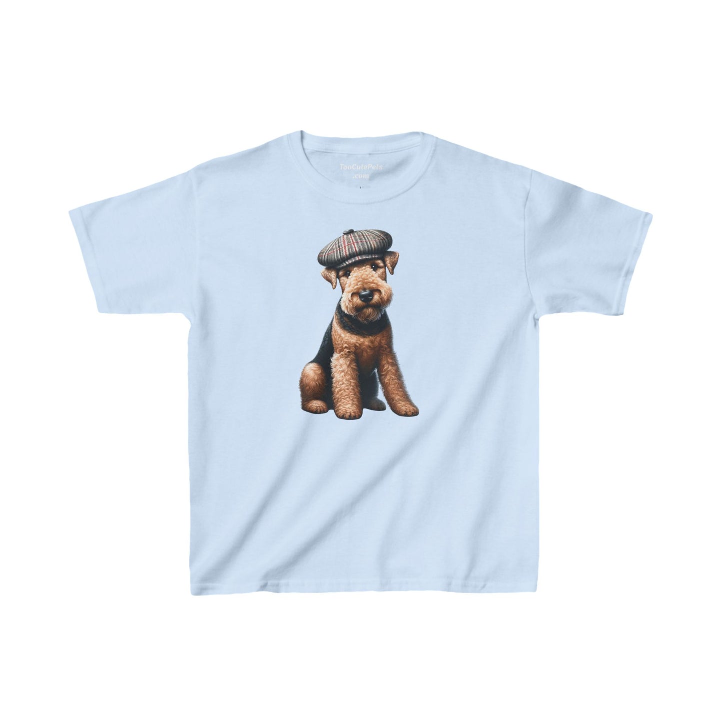 Aerdale Terrier Wearing Tweed Flat Cap #2- Youth T-Shirt  - Too Cute Pets