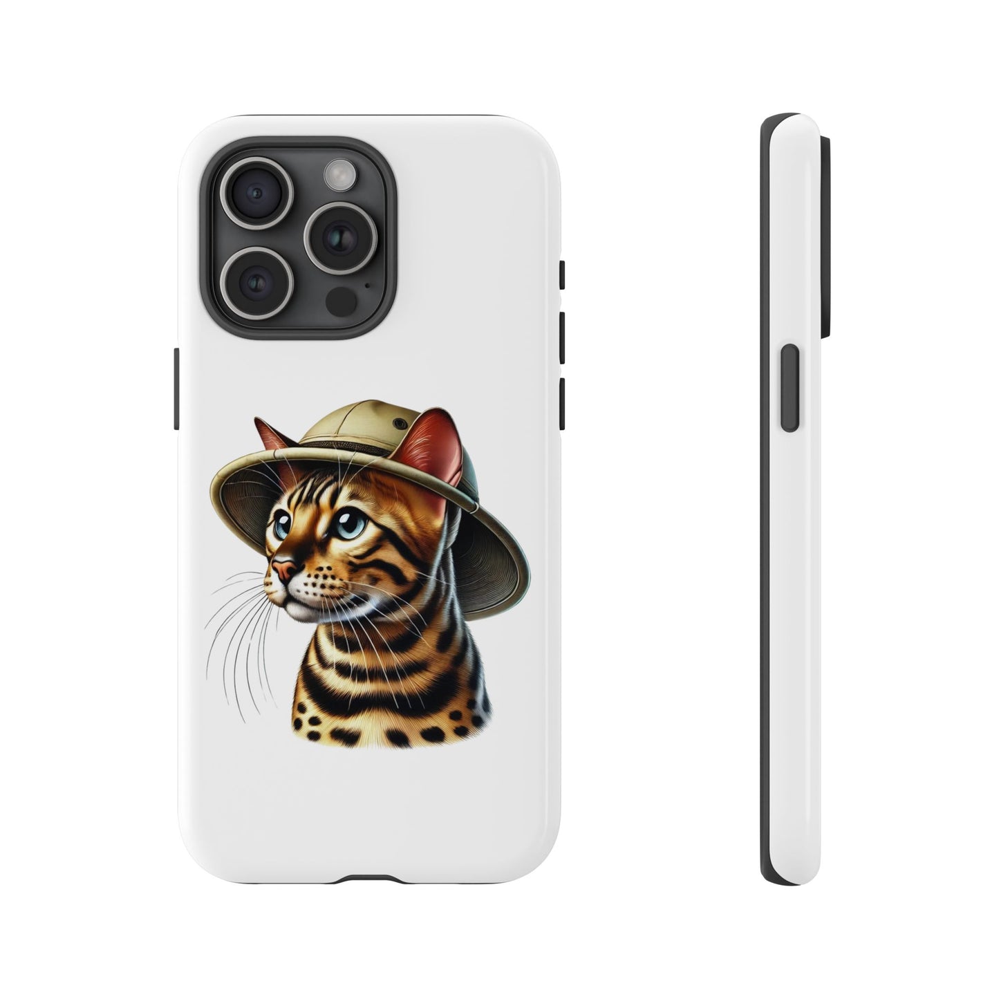 Bengal Cat Wearing a Safari Hat - Tough Phone Case