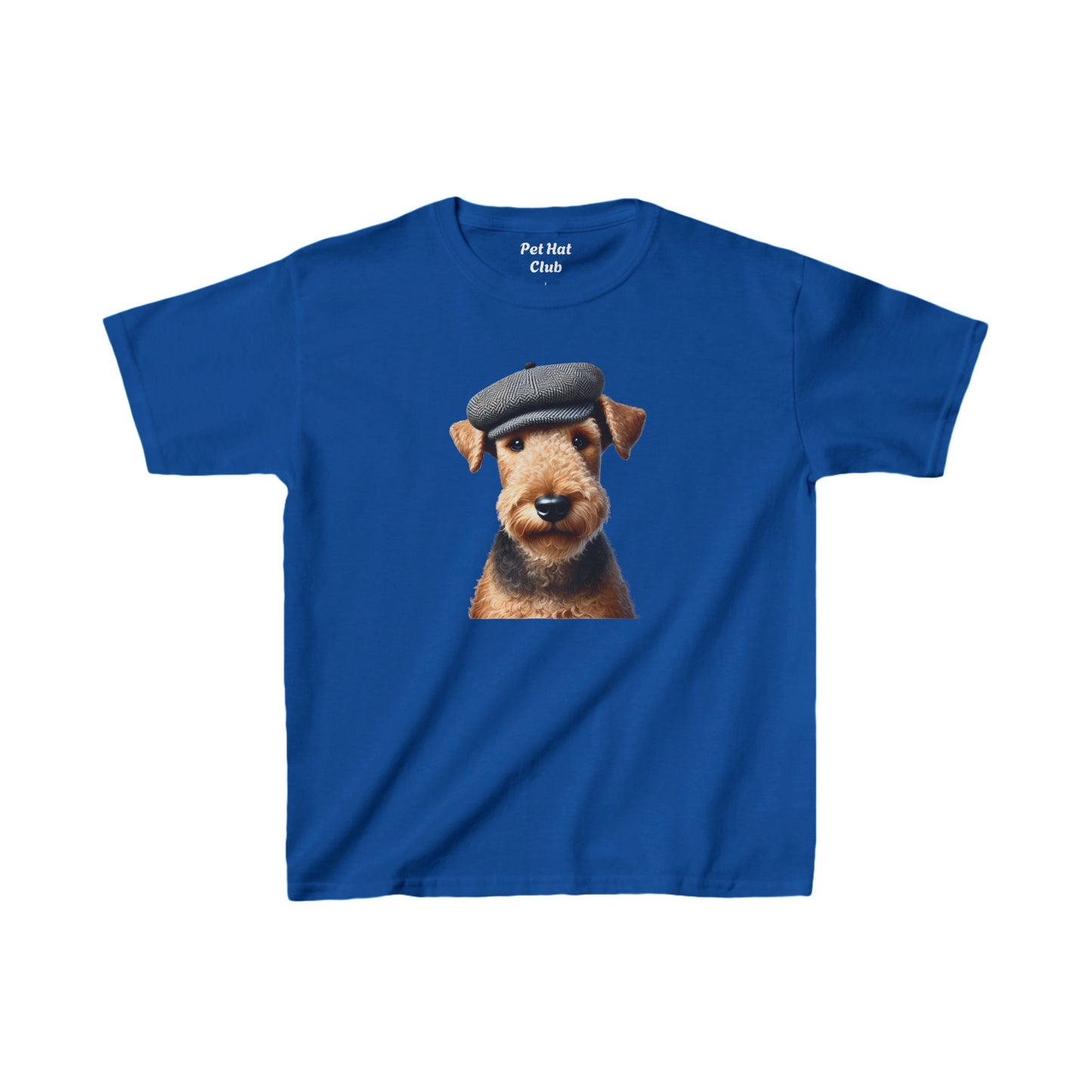 Aerdale Terrier Wearing Tweed Flat Cap Youth T-Shirt  - Too Cute Pets