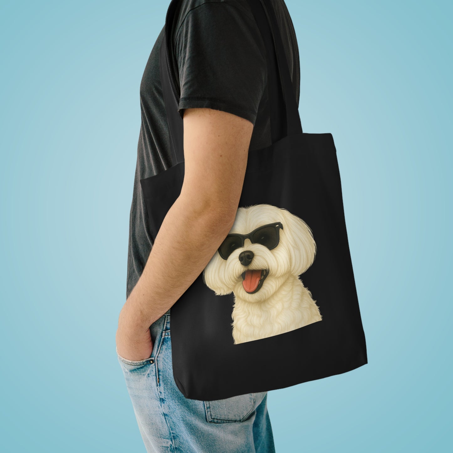 Maltese Wearing Sunglasses Cotton Tote Bag