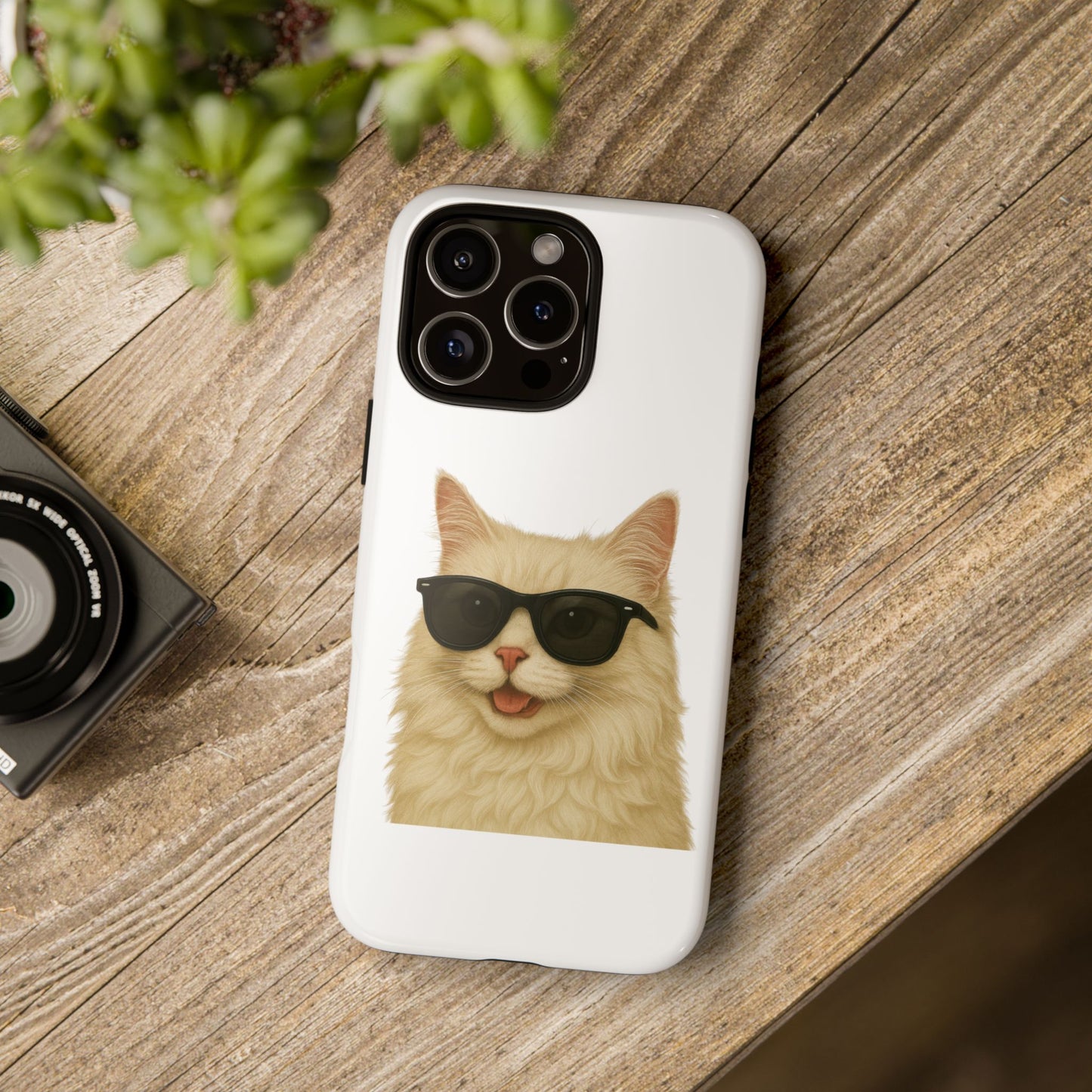 Cream Longhair Cat Wearing Sunglasses - Tough Phone Case
