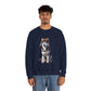 Husky in Fur Trappers Hat - Adult Crewneck Sweatshirt - Too Cute Pets