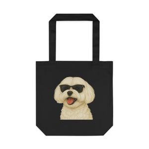 Maltese Wearing Sunglasses Cotton Tote Bag
