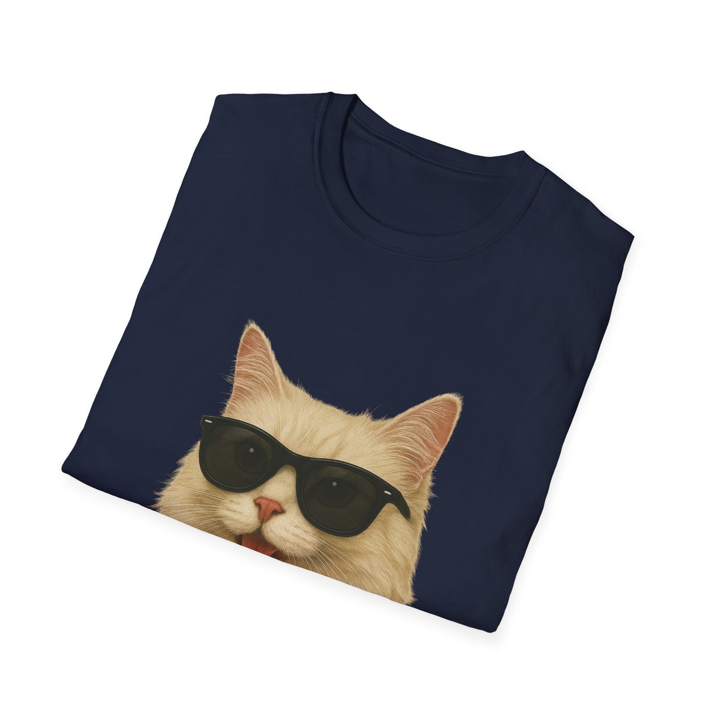Cream Longhair Cat Wearing Sunglasses - Adult T-Shirt