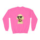White Poodle Wearing Sunglasses - Youth Crewneck Sweatshirt