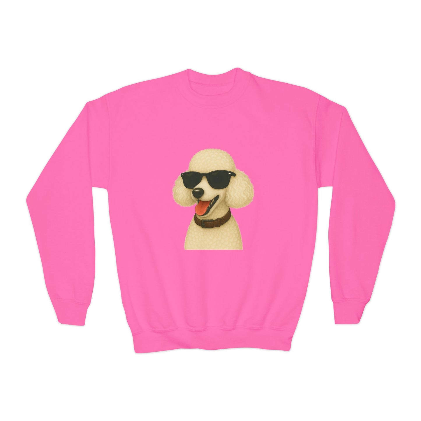White Poodle Wearing Sunglasses - Youth Crewneck Sweatshirt