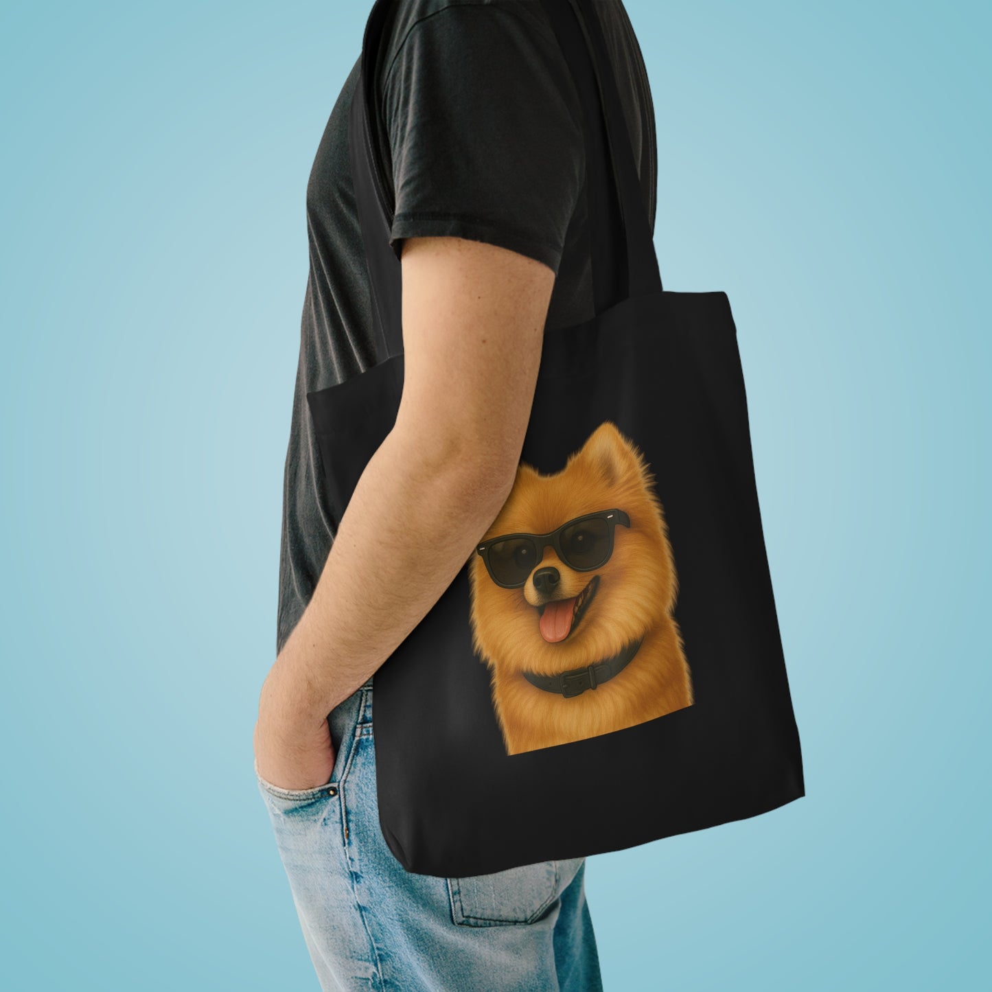 Pomeranian Wearing Sunglasses Cotton Tote Bag
