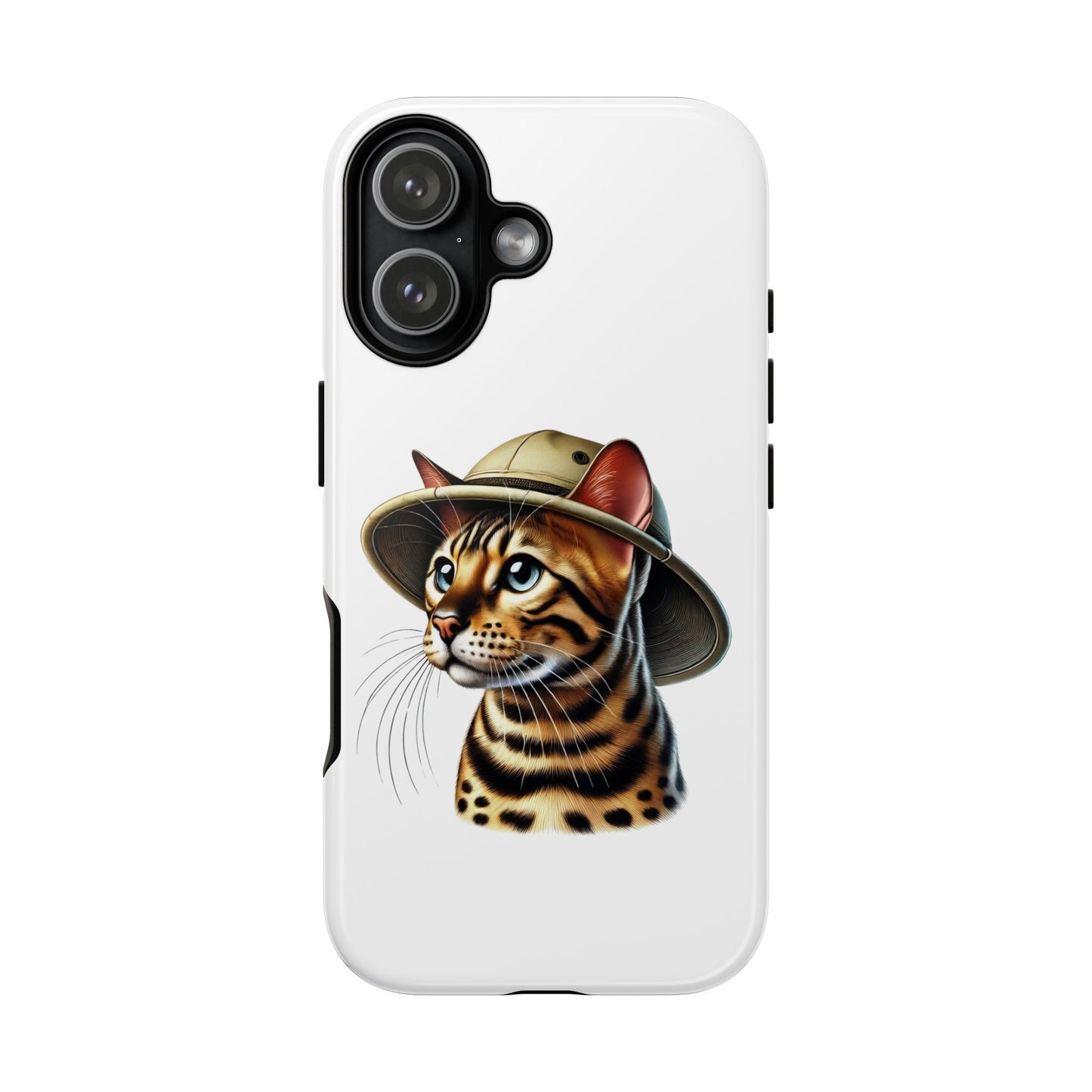 Bengal Cat Wearing a Safari Hat - Tough Phone Case