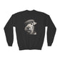 Airedale Terrier Wearing Tweed Flat Cap (Black & White) Youth Crewneck Sweatshirt - Too Cute Pets