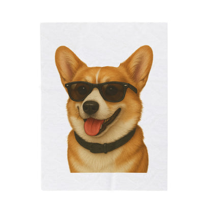 Corgi Wearing Sunglasses - Sherpa Blanket