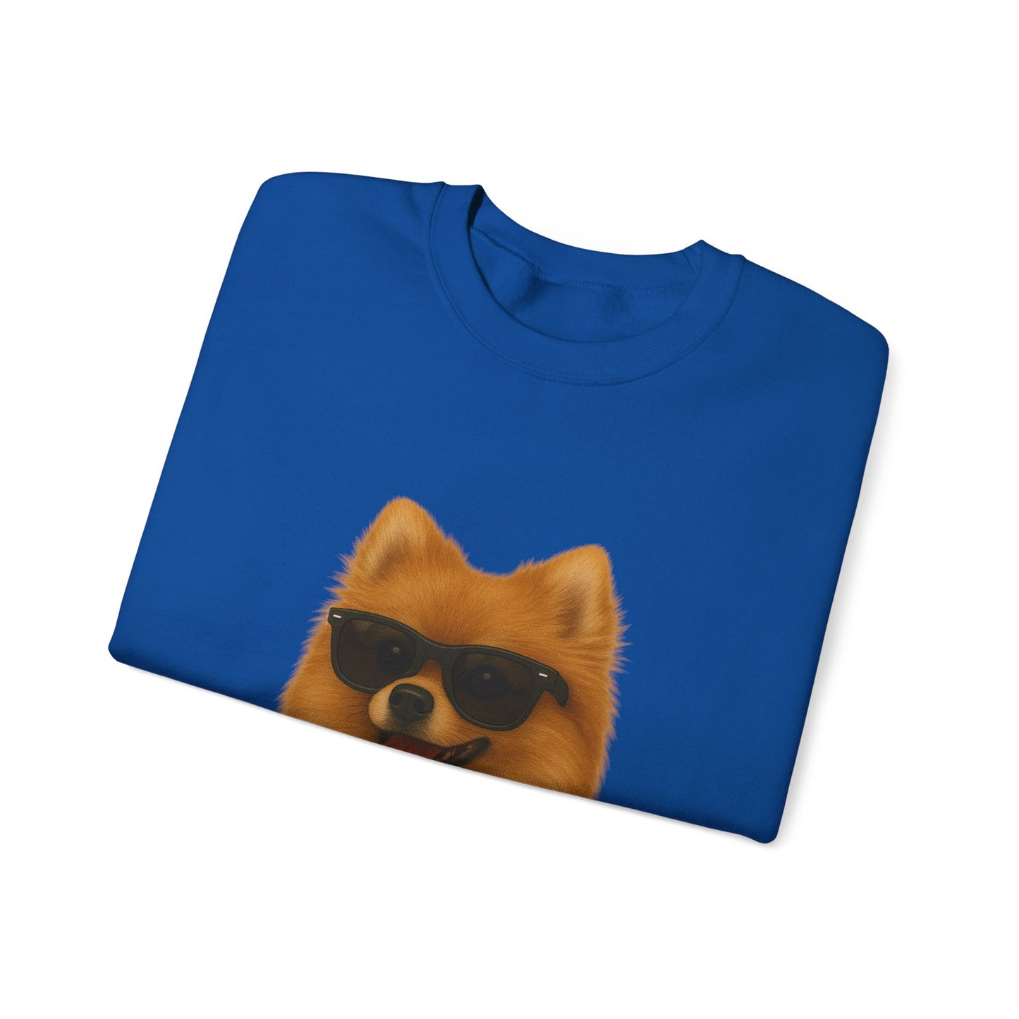 Pomeranian Wearing Sunglasses - Adult Crewneck Sweatshirt