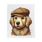 Golden Retriever Wearing a Newsboy Cap - Sherpa Blanket