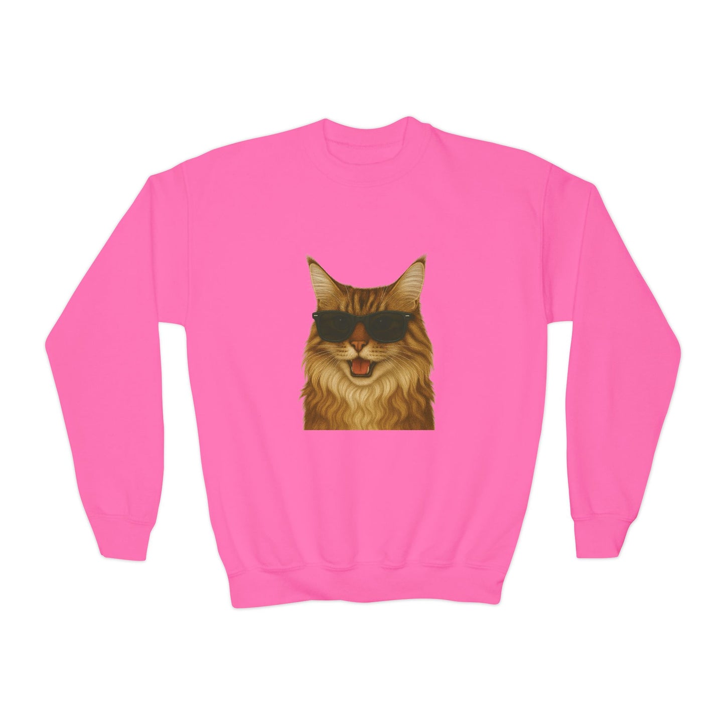 Maine Coon Cat Wearing Sunglasses - Youth Sweatshirt