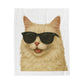 Cream Longhair Cat Wearing Sunglasses - Sherpa Blanket