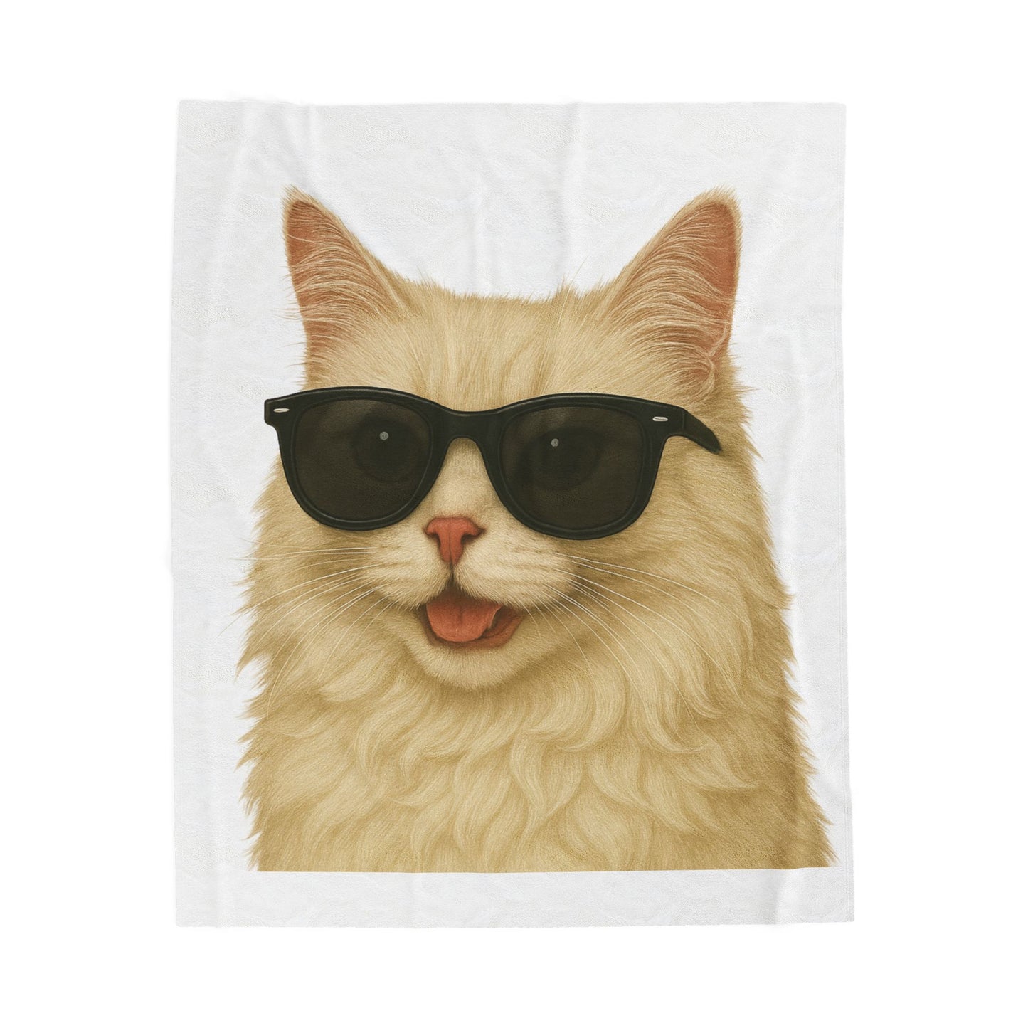 Cream Longhair Cat Wearing Sunglasses - Sherpa Blanket