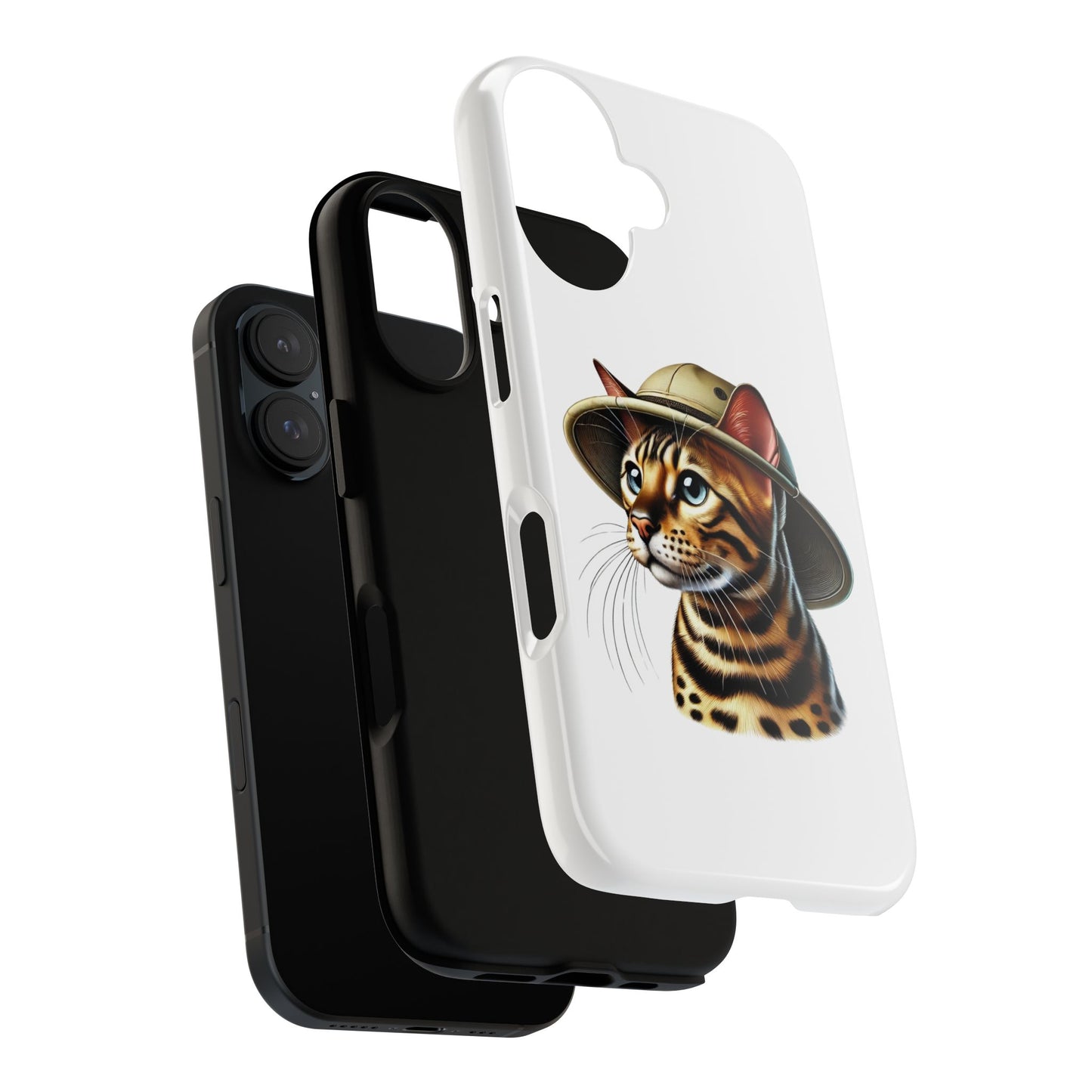 Bengal Cat Wearing a Safari Hat - Tough Phone Case