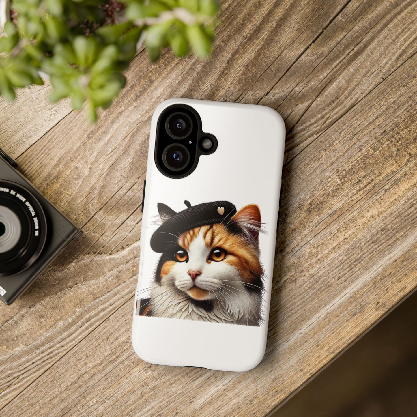 Calico Cat Wearing a Beret - Tough Phone Case