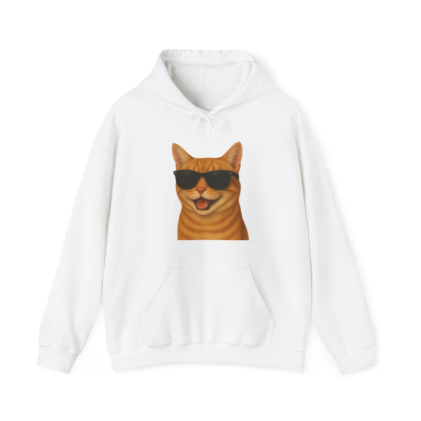 Orange Tabby Cat Wearing Sunglasses - Adult Hoodie