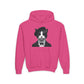 Tuxedo Cat Wearing A Tuxedo And A Beret-  Youth Hoodie - Too Cute Pets