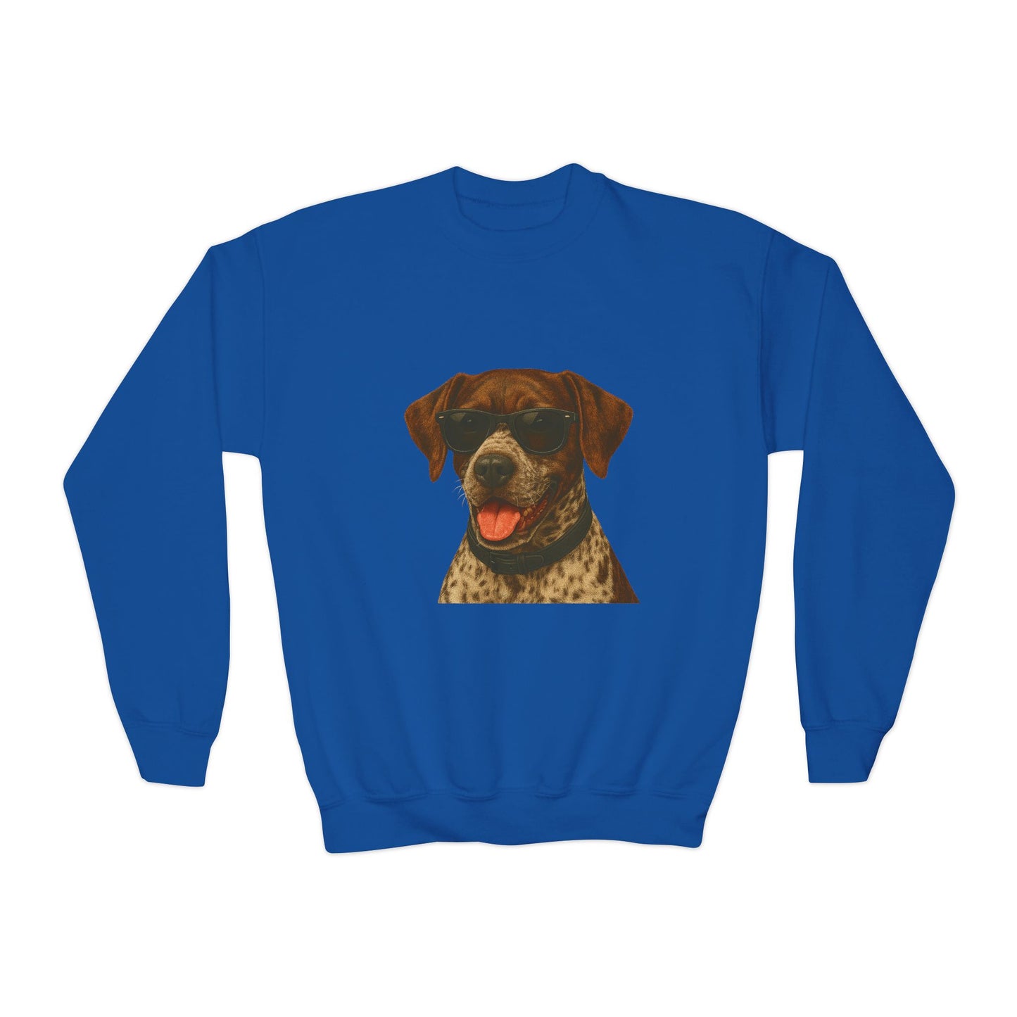 German Shorthaired Pointer Wearing Sunglasses - Youth Crewneck Sweatshirt