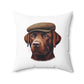 Labrador Wearing a Tweed Flat Cap - Throw Pillow