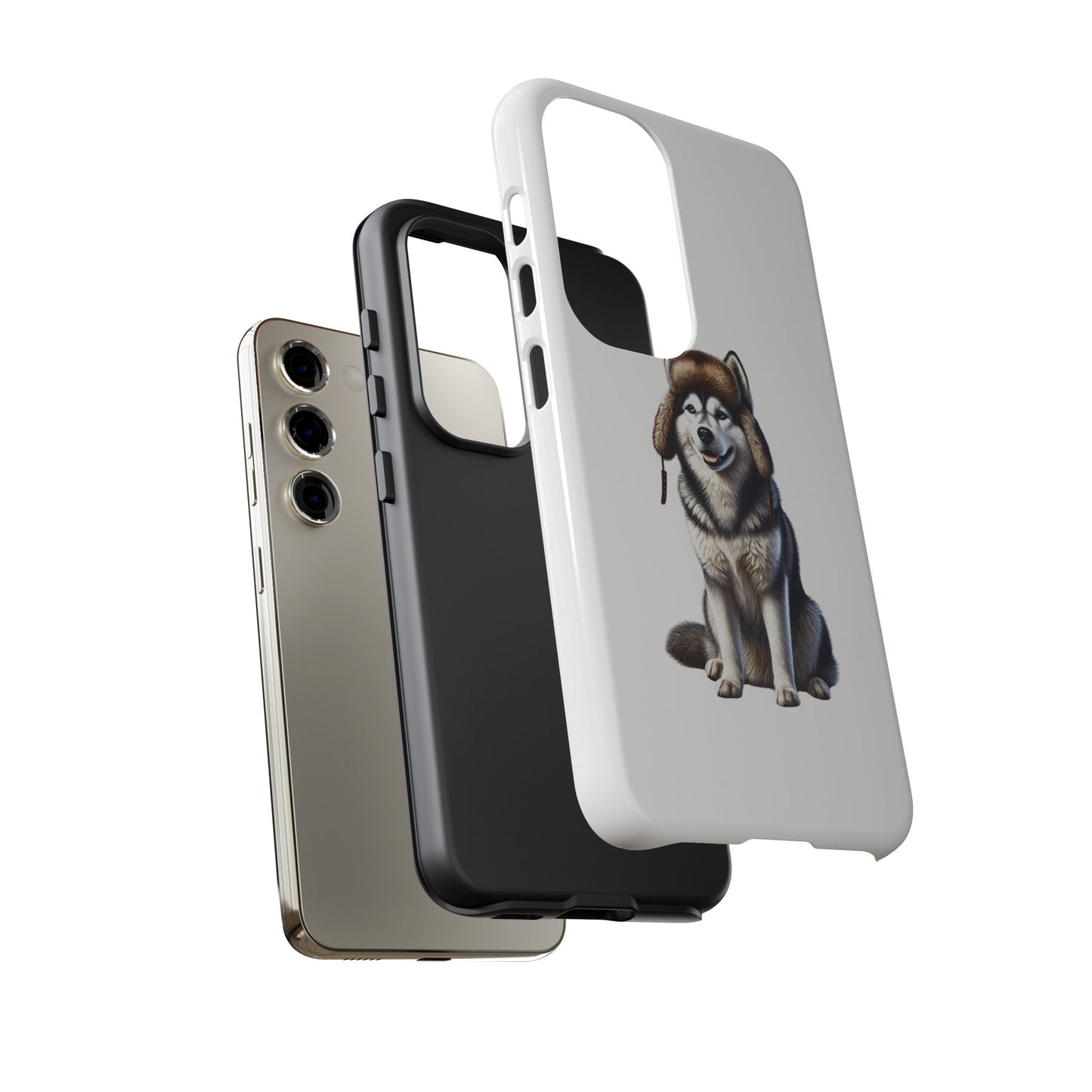 Husky Wearing a Fur Hunter Hat - Tough Phone Case
