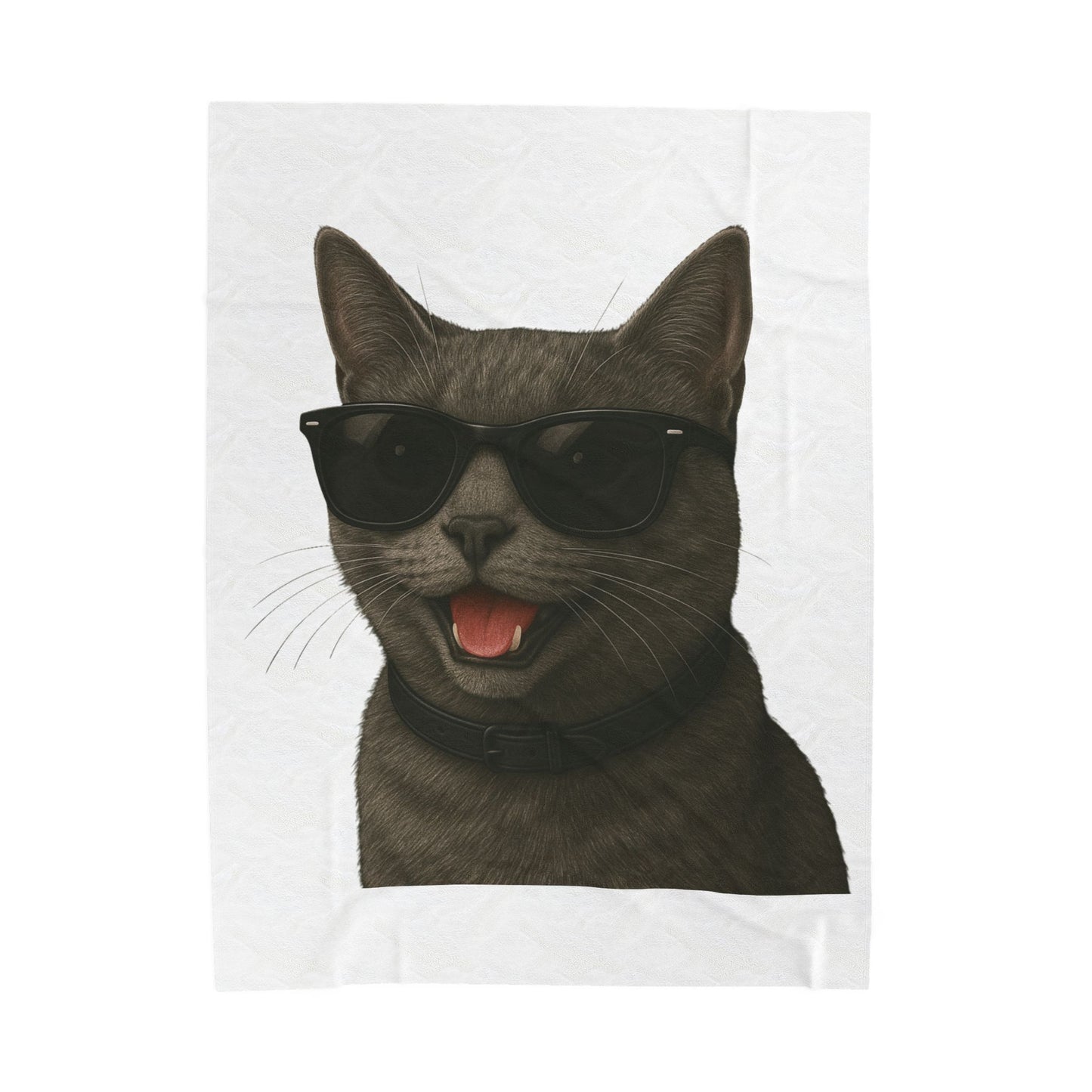 Gray Cat Wearing Sunglasses - Sherpa Blanket