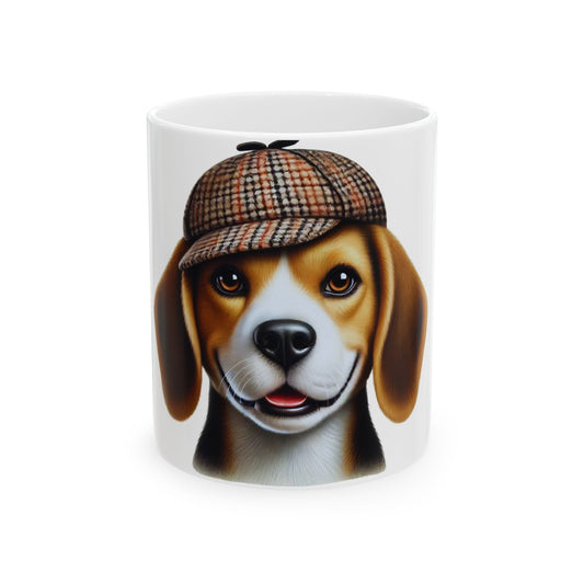 Beagle Wearing a Deerstalker Hat - Ceramic Mug