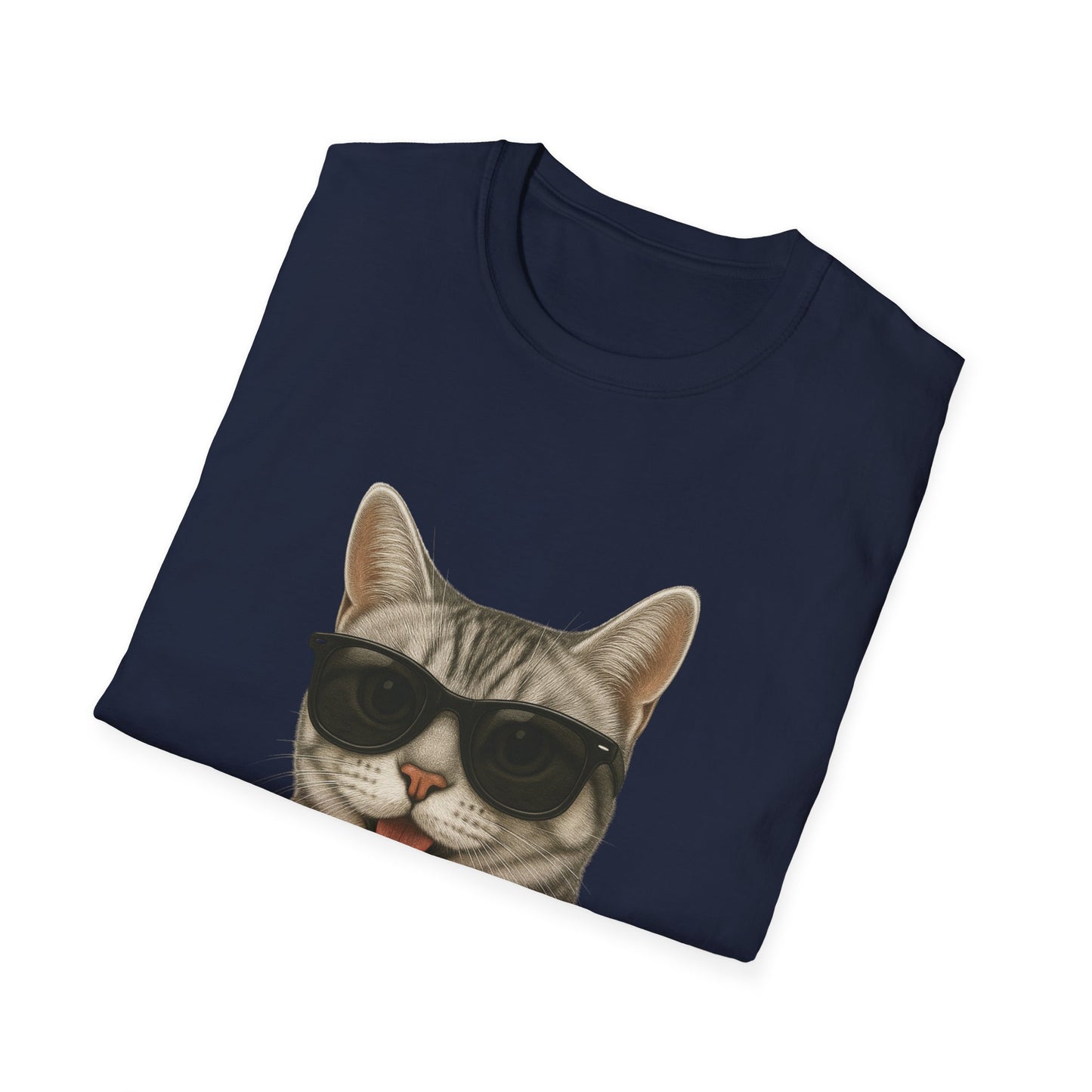 American Shorthair Silver Tabby Wearing Sunglasses - Adult T-Shirt
