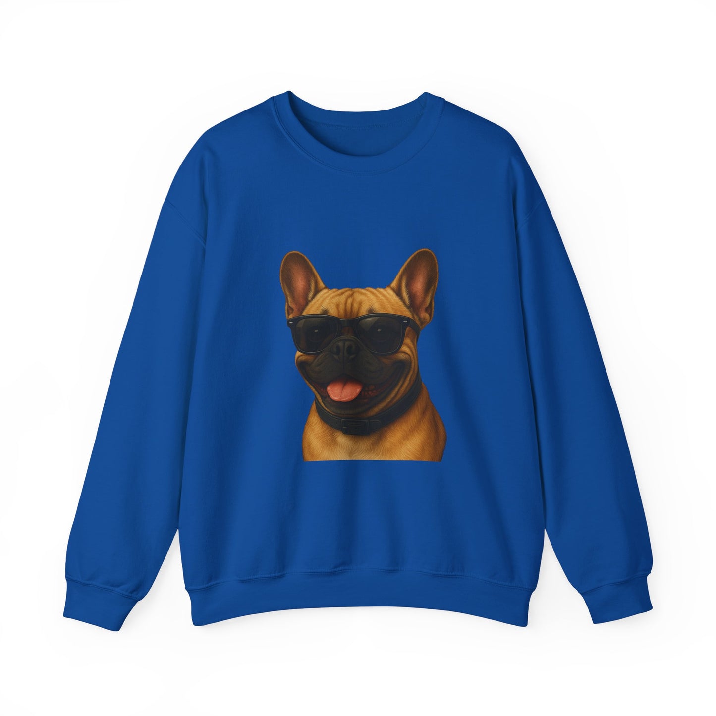 French Bulldog Wearing Sunglasses - Adult Crewneck Sweatshirt