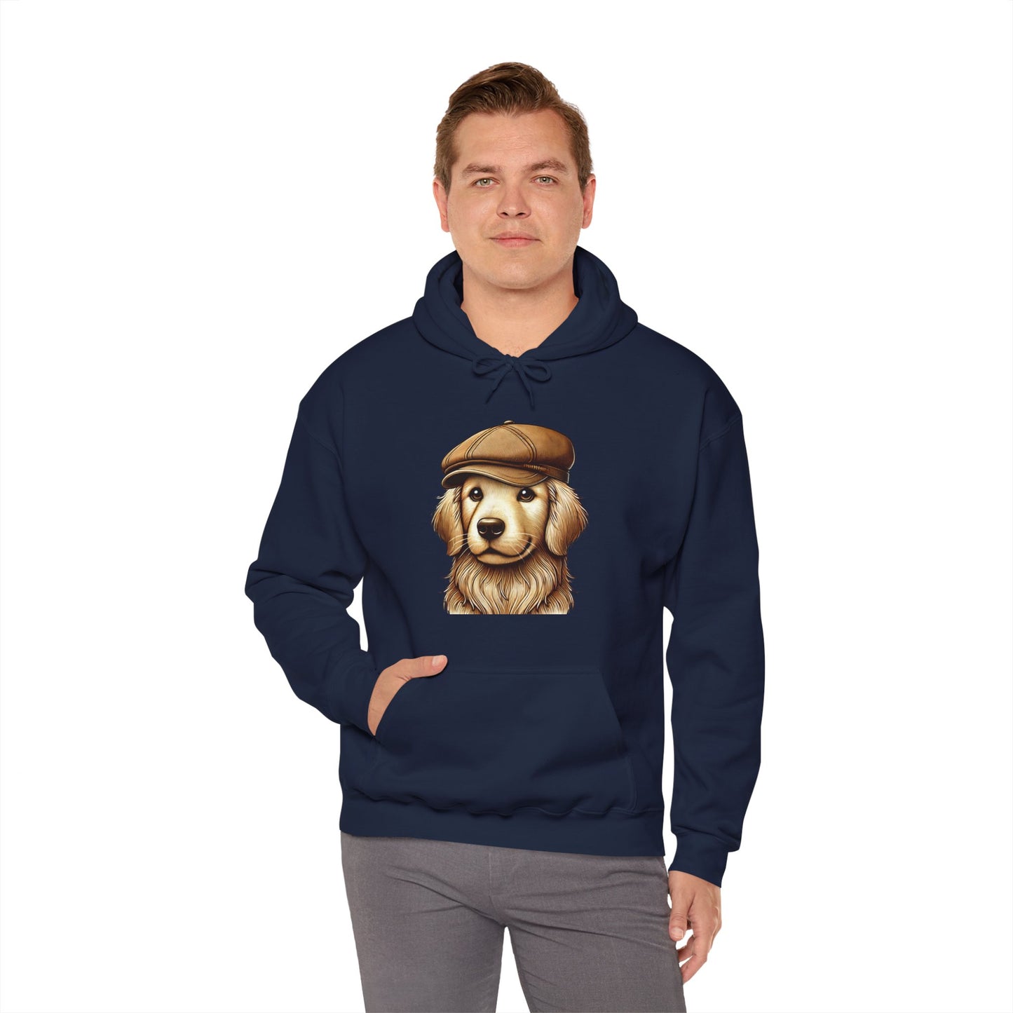 Golden Retriever Wearing Newsboy Hat - Adult Hoodie - Too Cute Pets