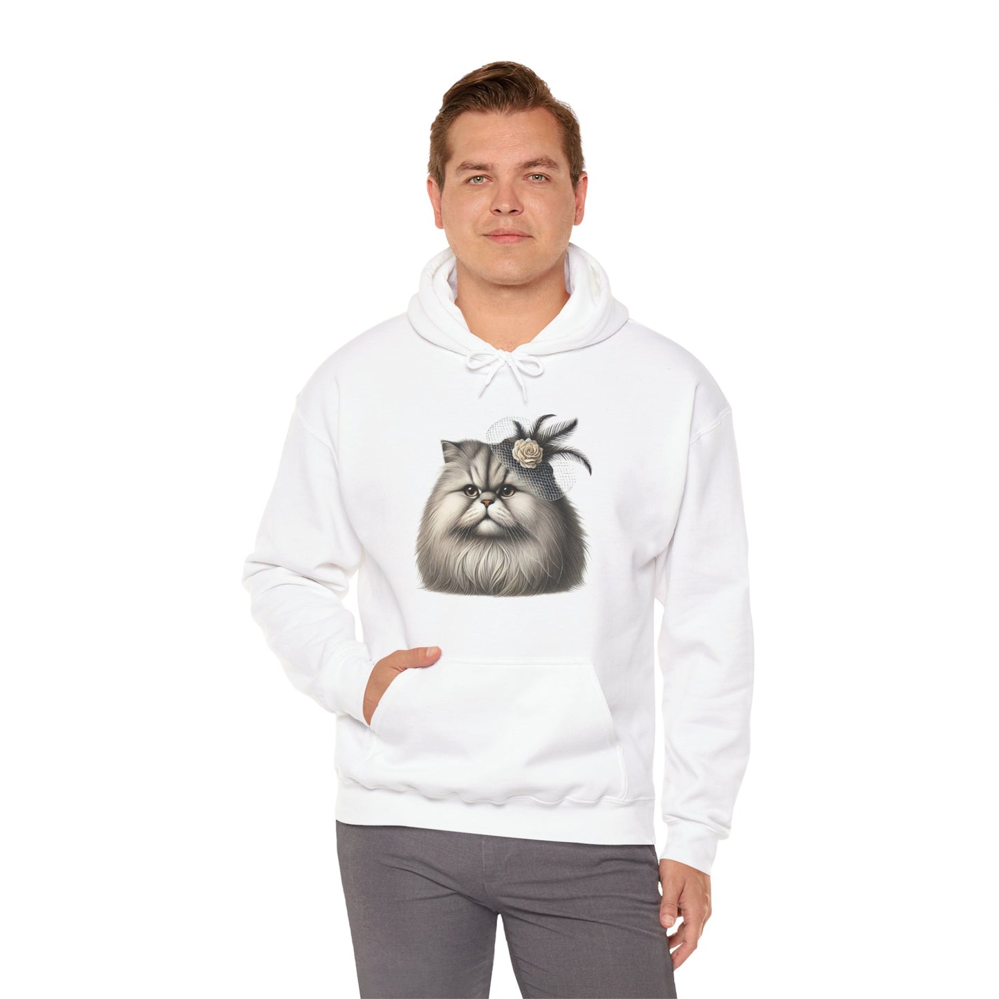 Persian Cat Wearing A Flower Fascinator - Adult Hoodie - Too Cute Pets