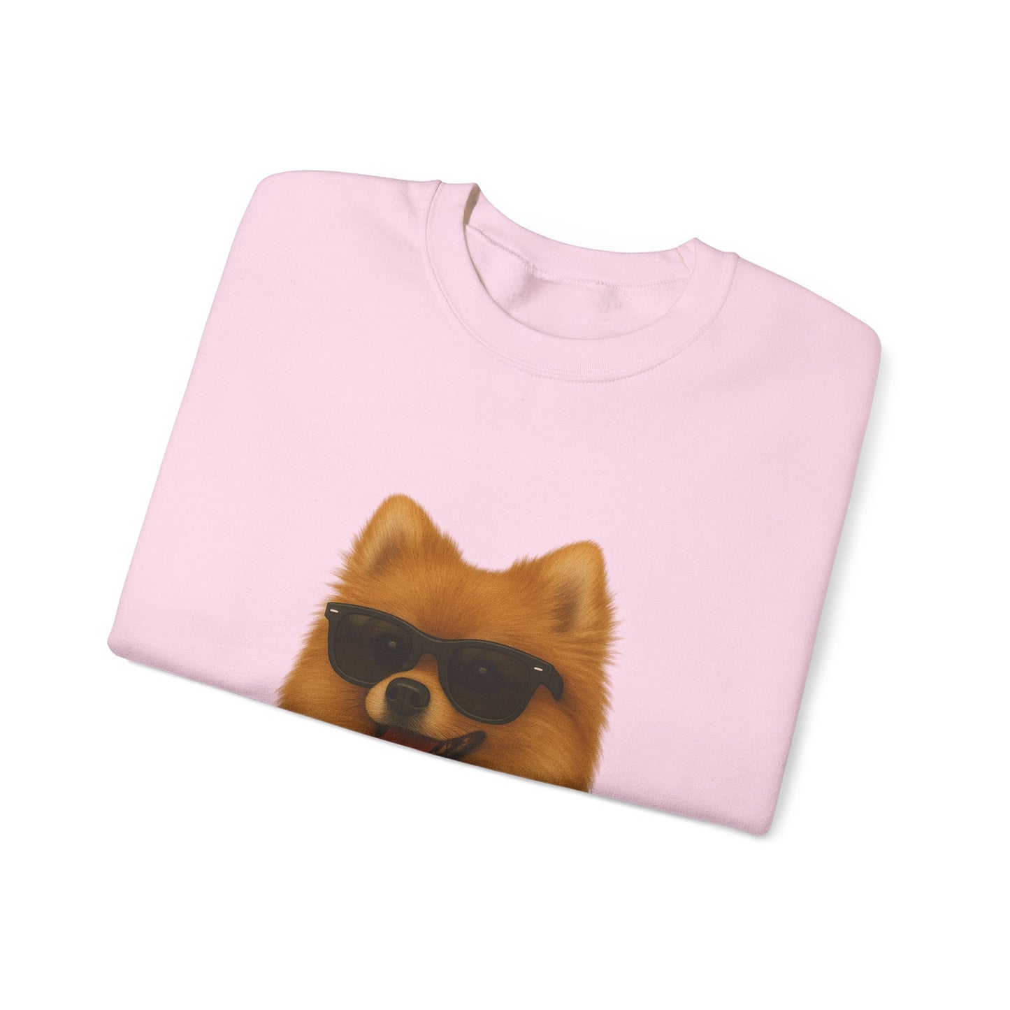 Pomeranian Wearing Sunglasses - Adult Crewneck Sweatshirt