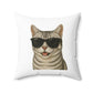 American Shorthair Silver Tabby Wearing Sunglasses - Throw Pillow