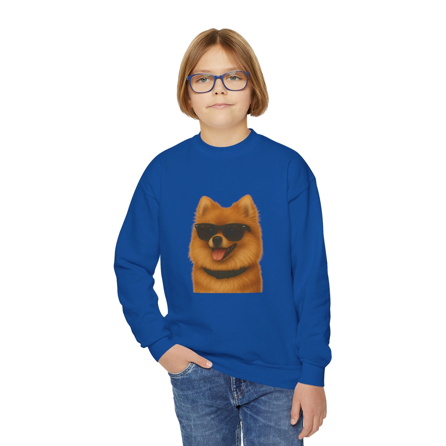 Pomeranian Wearing Sunglasses - Youth Crewneck Sweatshirt