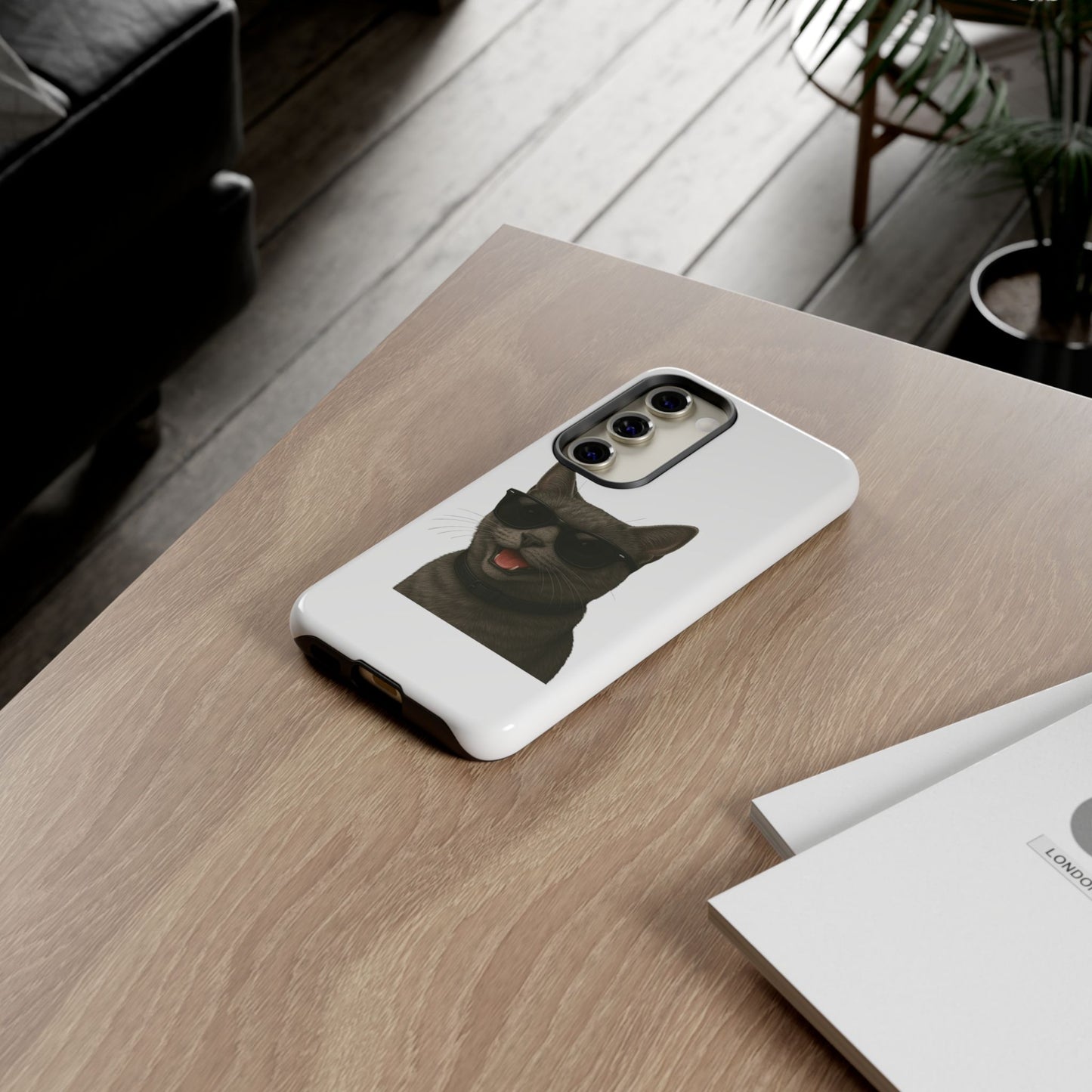 Gray Cat Wearing Sunglasses - Tough Phone Case